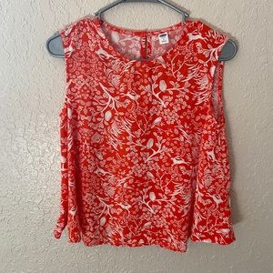 Floral with birds sleeveless blouse